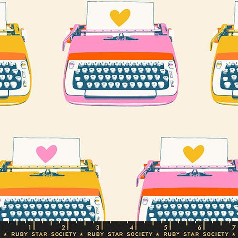 Typewriters in Natural -- Best Day Ever by Melody Miller for Ruby Star Society -- Moda Fabric
