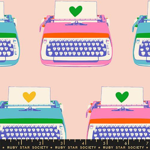 Typewriters in Vintage Pink -- Best Day Ever by Melody Miller for Ruby Star Society -- Moda Fabric