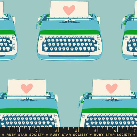Typewriters in Turquoise -- Best Day Ever by Melody Miller for Ruby Star Society -- Moda Fabrics