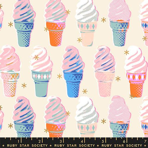 Ice Cream in Metallic Natural -- Best Day Ever by Melody Miller for Ruby Star Society -- Moda Fabrics