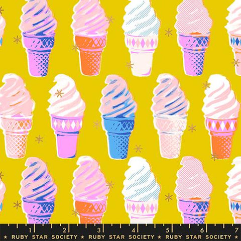 Ice Cream in Metallic Golden -- Best Day Ever by Melody Miller for Ruby Star Society -- Moda Fabrics