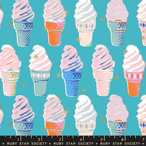 Ice Cream in Metallic Turquoise -- Best Day Ever by Melody Miller for Ruby Star Society -- Moda Fabrics