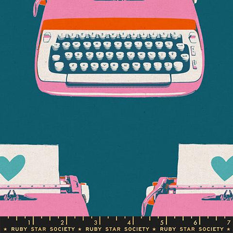 Typewrites in Teal Canvas -- Best Day Ever by Ruby Star Society -- Moda Fabrics