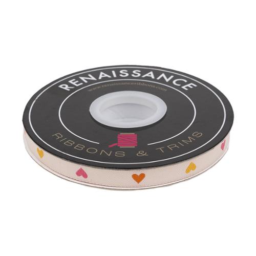 Ribbon Hearts in Shell 3/8" -- Renaissance Ribbons