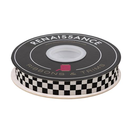 Ribbon Checker in Black 5/8" -- Renaissance Ribbons