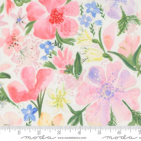 Meadow Florals Watercolor in Lily -- Sweet Cecily by Janet Clare -- Moda Fabrics