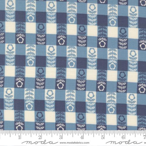Flower Plaid Checks in Sky -- Night Owl by Gingiber for Moda Fabrics