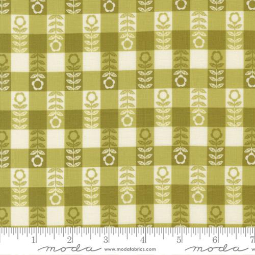Flower Plaid Checks in Leaf -- Night Owl by Gingiber for Moda Fabrics