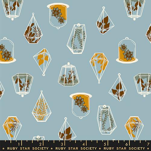 Terrarium in Soft Blue -- Calathea -- Ruby Star Society Moda Fabrics