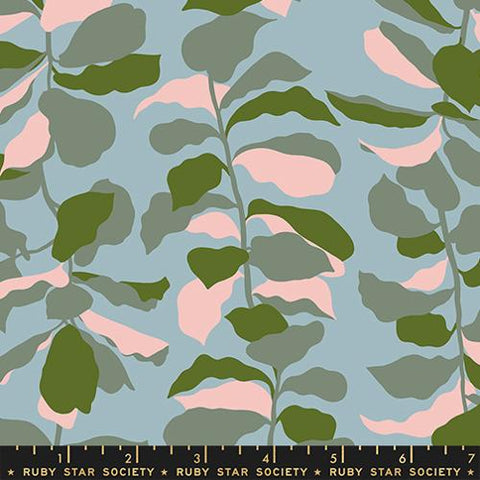 Fiddle Leaf in Soft Blue  -- Calathea -- Ruby Star Society Moda Fabrics
