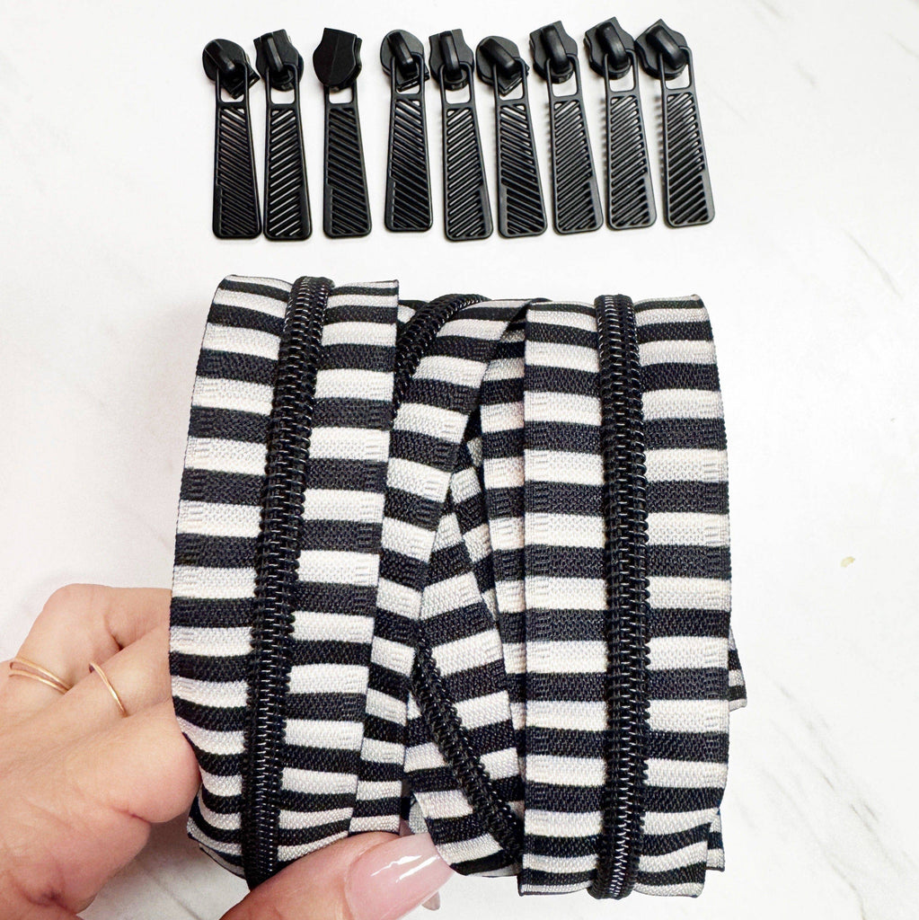 Bold Stripe Zipper Tape with Black Teeth - 3 Yards