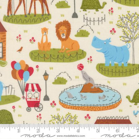 Animal Park Scenic in Dove -- Animal Park by Stacy Iest Hsu or Moda Fabrics
