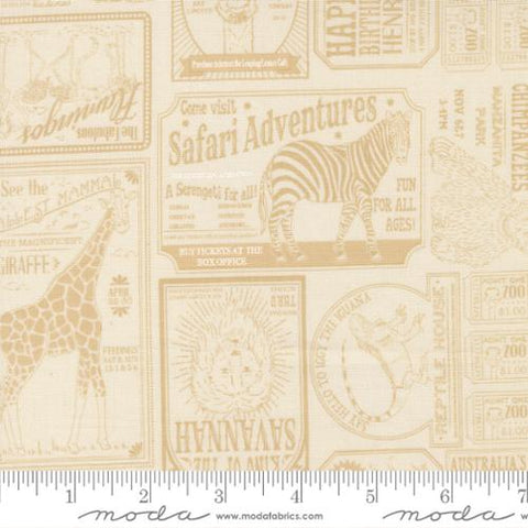 Vintage Zoo Text and Words in Natural -- Animal Park by Stacy Iest Hsu or Moda Fabrics