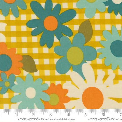 Blooming Blossoms Florals Gingham in Citrine -- Happy Daze by Chloe's Closest -- Moda Fabrics