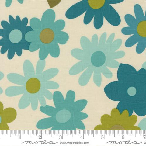 Blooming Blossoms Florals Gingham in Aqua -- Happy Daze by Chloe's Closest -- Moda Fabrics