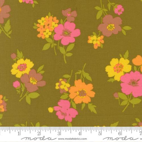 Groovy Garden Florals in Avocado -- Happy Daze by Chloe's Closest -- Moda Fabrics