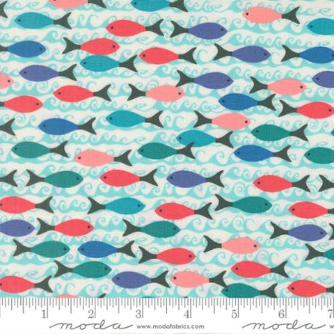 School of Fish in Pearl  -- Reef by Kate Spain -- Moda Fabrics