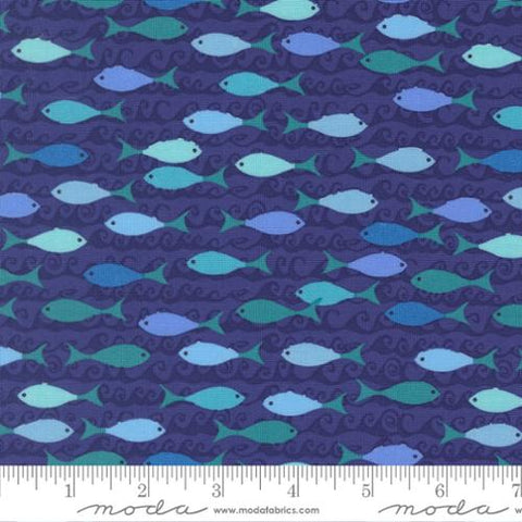 School of Fish in Seafoam  -- Reef by Kate Spain -- Moda Fabrics