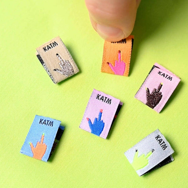 Middle Finger Mini Hands Woven Labels | KATM