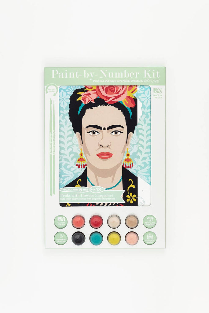 Turquoise Frida with Flowers Paint-by-Number Kit