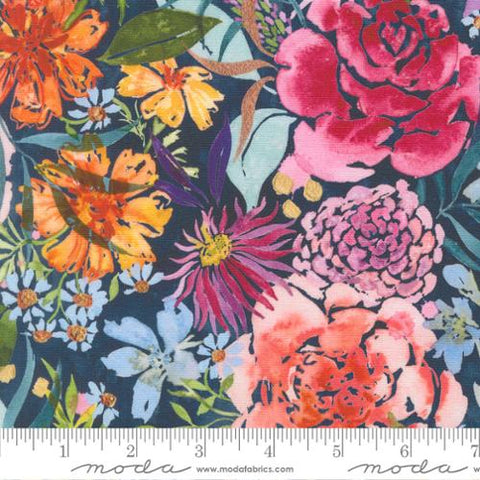 Midsummer Bloom Canvas in Navy -- Soulstice by Create Joy Project for Moda Fabrics