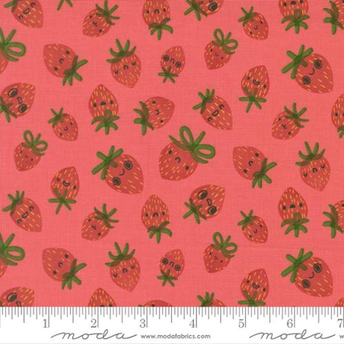Strawberries in Coral -- Funny Valentine  by Lizzy House -- Moda Fabrics