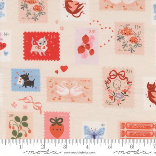 Stamps in Champagne -- Funny Valentine  by Lizzy House -- Moda Fabrics