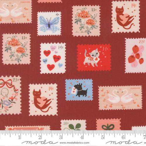Stamps in Rose -- Funny Valentine  by Lizzy House -- Moda Fabrics