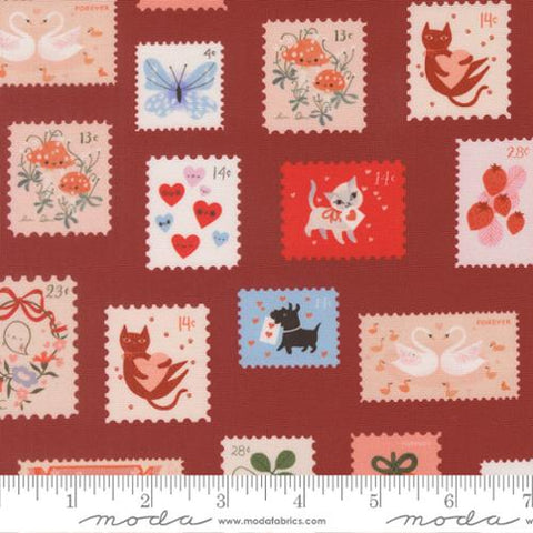 Stamps in Rose -- Funny Valentine  by Lizzy House -- Moda Fabrics