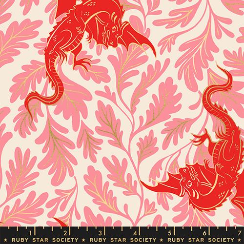 Dragon Lair  in Metallic Dark Ruby -- Fireglow by Sarah Watts --  Ruby Star Society -- Moda Fabrics