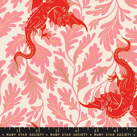 Dragon Lair  in Metallic Dark Ruby -- Fireglow by Sarah Watts --  Ruby Star Society -- Moda Fabrics