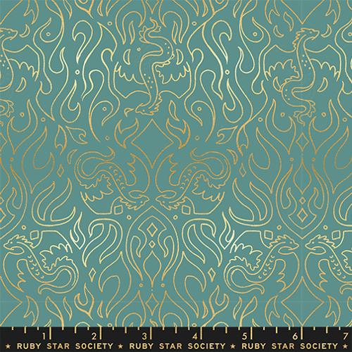 Scribe  in Metallic Watercress -- Fireglow by Sarah Watts --  Ruby Star Society -- Moda Fabrics