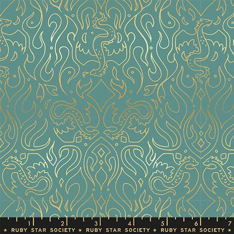 Scribe  in Metallic Watercress -- Fireglow by Sarah Watts --  Ruby Star Society -- Moda Fabrics