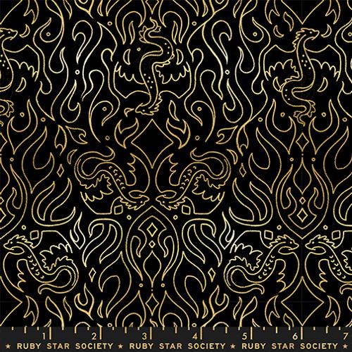 Scribe  in Metallic Black -- Fireglow by Sarah Watts --  Ruby Star Society -- Moda Fabrics