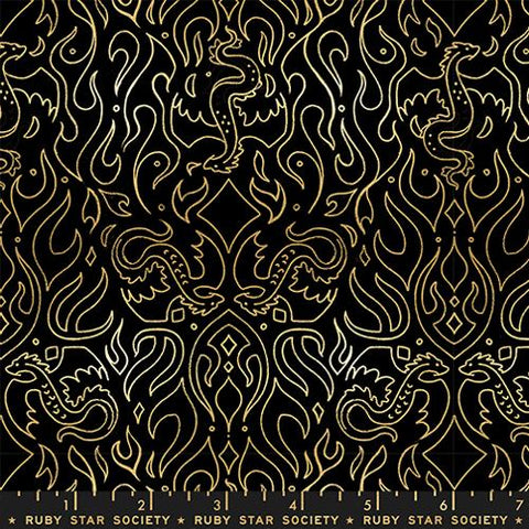 Scribe  in Metallic Black -- Fireglow by Sarah Watts --  Ruby Star Society -- Moda Fabrics