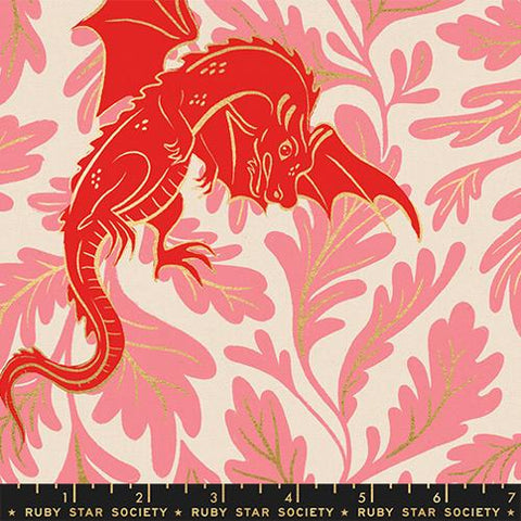Dragon Lair in Metallic Dark Ruby Canvas -- Fireglow by Sarah Watts --  Ruby Star Society -- Moda Fabrics