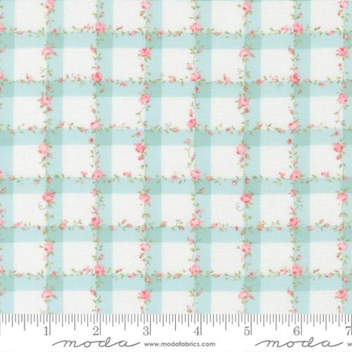 Floral Plaid Gingham Checks in Light Blue -- Abide by Brenda Riddle Designs for Moda Fabrics