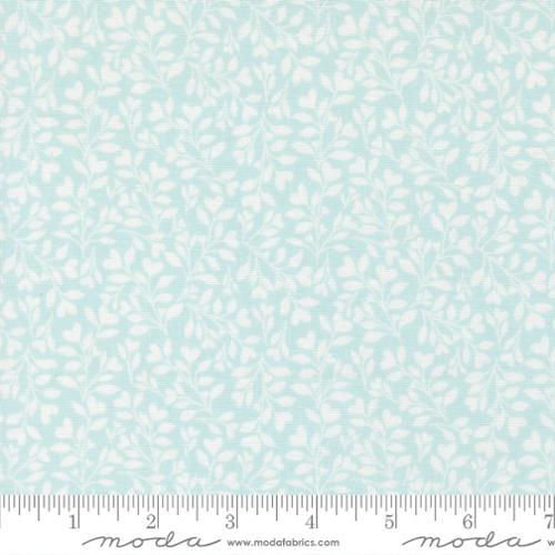Hearts and Leaves in Light Blue -- Abide by Brenda Riddle Designs for Moda Fabrics