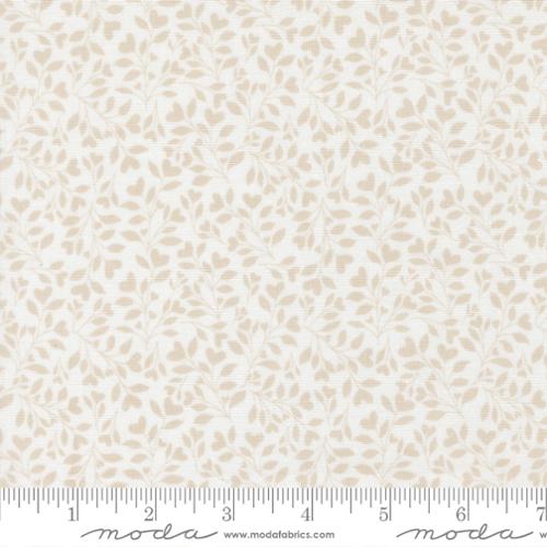 Hearts and Leaves in Linen White Stone -- Abide by Brenda Riddle Designs for Moda Fabrics