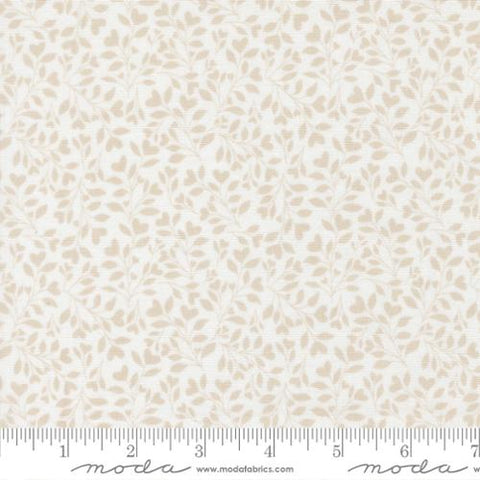 Hearts and Leaves in Linen White Stone -- Abide by Brenda Riddle Designs for Moda Fabrics