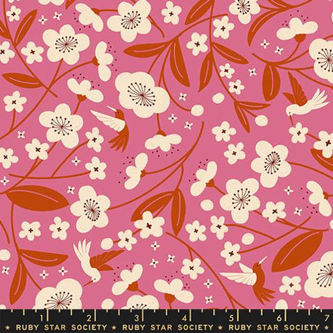 Persimmon Blossoms in Hibiscus --  Persimmon -- Rashida Coleman Hale for Ruby Star Society -- Moda Fabrics