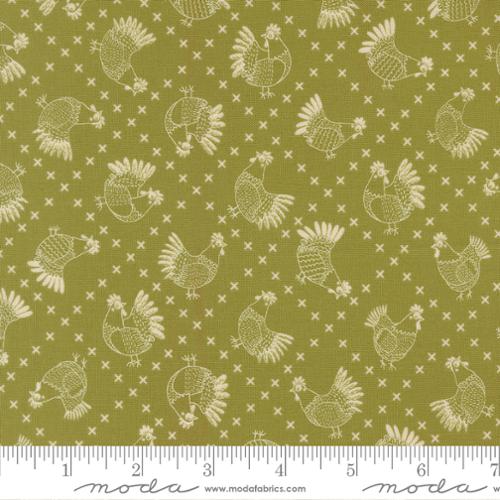 Cross Stitch Chickens in Grass -- The Henhouse by Gingiber for Moda Fabrics