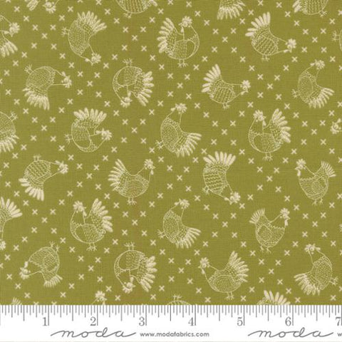 Cross Stitch Chickens in Grass -- The Henhouse by Gingiber for Moda Fabrics