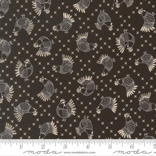 Cross Stitch Chickens in Iron -- The Henhouse by Gingiber for Moda Fabrics