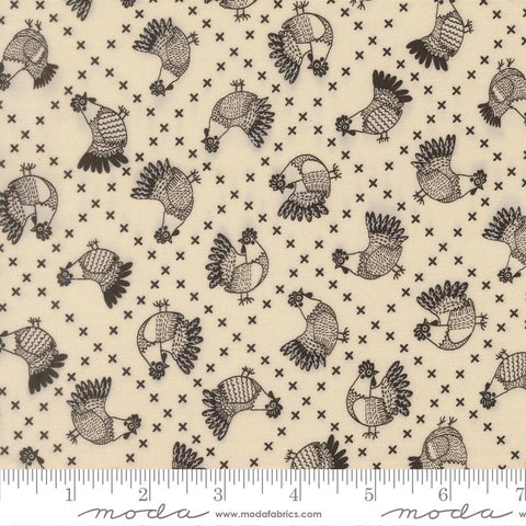 Cross Stitch Chickens in Cloud Iron -- The Henhouse by Gingiber for Moda Fabrics