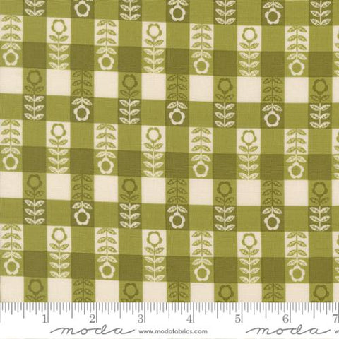 Flower Plaid Checks and Plaids Gingham in Grass  -- The Henhouse by Gingiber for Moda Fabrics