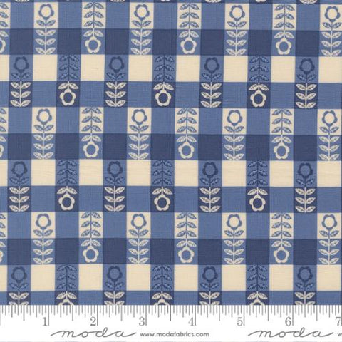 Flower Plaid Checks and Plaids Gingham in Cobalt  -- The Henhouse by Gingiber for Moda Fabrics