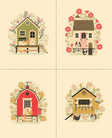 The Henhouse Panel 36" x 44" Panel in Cloud -- The Henhouse by Gingiber for Moda Fabrics