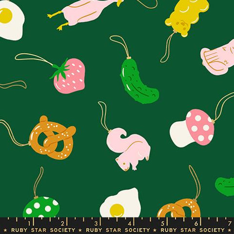 Find The Pickle in Metallic Jade -- Merry Happy by Kim Kight --  Ruby Star Society -- Moda Fabrics