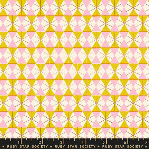 Happy Hexie in Metal Golden Hour --- Merry Happy by Kim Kight --  Ruby Star Society -- Moda Fabrics